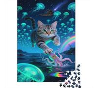 Cute Cat Jigsaw Puzzles Puzzles for Adults Kids. 1000 Piece Ocean Octopus Great Gifts Challenge Toy Home Decoration for Adults& Kids Age 14 Years Up 1000pcs (75x50cm)