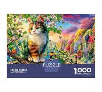 Cute Cat Jigsaws Impossible Home Decoration 1000 Piece Puzzle on Tree Enchanted Village Art Educational Games Wall Decor for Adults And Kids Age 14 Years Up 38x26cm/1000pcs