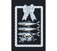 Cute Cat Journal Notebook Sardine Design 6x9 120-Lined Pages: Cat Notebook Gift for Daily Reflections, Notes, or Gratitude