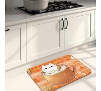 Cute Cat Kitchen Mats for Floor, Fanciful Orange Design Soft Mats, Cushioned Comfort Washable Non Slip Decor Rugs for Kitchen Sinks Laundryroom Bathroom 20x31 Inch