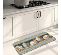 Cute Cat Kitchen Mats for Floor, Vintage Teacups Design Soft Mats, Cushioned Comfort Washable Non Slip Decor Rugs for Kitchen Sinks Laundryroom Bathroom 16x47 Inch
