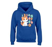 Cute Cat Kitten Boys Girls Hoody World Book Math Numbers Day Unisex Kids Funny School Gift Christmas Jumper Royal Blue - Youth Large (Age 9-11)
