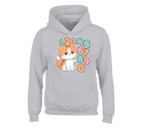 Cute Cat Kitten Boys Girls Hoody World Book Math Numbers Day Unisex Kids Funny School Gift Christmas Jumper Sport Grey - Youth Small (Age 5-6)