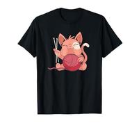 Cute Cat Kitten Knitting Accessories Chopping Wool handwork T-Shirt