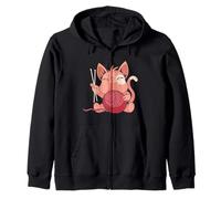 Cute Cat Kitten Knitting Accessories Chopping Wool handwork Zip Hoodie