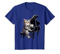Cute Cat Kitten Playing Piano Cats Musician Music T-Shirt, Youth, Royal Blue, 2T