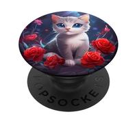 Cute Cat Kitten Portrait for Kids PopSockets Adhesive PopGrip