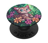 Cute Cat Kitten Portrait for Kids PopSockets Adhesive PopGrip