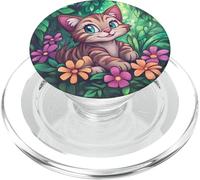 Cute Cat Kitten Portrait for Kids PopSockets PopGrip for MagSafe