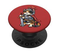 Cute Cat Knight Brave Fantasy Illustration PopSockets Adhesive PopGrip