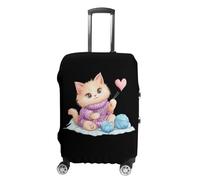 Cute Cat Knitting with Yarn Balls Trendy Suitcase Covers Unisex Luggage Cover Protector Fit 19 to 32 Inch Travel Lover M