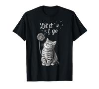 Cute Cat Let It Go Dandelion Art Design Kitty Kitten Women T-Shirt