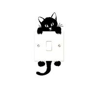Cute Cat Light Switch Stickers, Waterproof Removable Vinyl Wall Decals, Self-Adhesive Switch Plate Decor for Kids Bedroom, Living Room, Nursery, Hallway, Home Decoration, 14cm, Multicoloured
