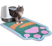 Cute Cat Litter Mat for Litters Box,Large Non-Slip Cat Litters Catcher Trapping Mat Soft PVC Material Cute Pets Feeding Pad for Kitten Dogs (Green,57x85cm)