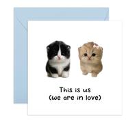 Cute Cat Love Card - “This Is Us (We Are in Love)” - Romantic Card for Couples, Valentine’s Day or Anniversary for Wife, Husband, Fiance, Boyfriend, Girlfriend, Fiance, Him, Her -Comes with Stickers