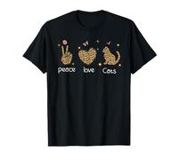 cute cat lover peace lover leopard heart peace love cats T-Shirt