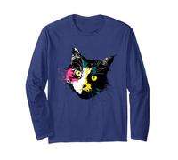 Cute Cat Lover Pop Art Cool Design Boys Girls Feline Friends Long Sleeve T-Shirt