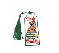 Cute Cat Mashine Embroidered Bookmark with Tassel - Fabric Book Marker “Book Buddy” - Soft Cloth Page Holder for Books, Journals & Planners - Gift for Book Lovers, Students, Teachers