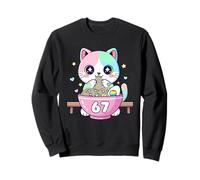 Cute Cat Meme 67 Six Seven Eat Ramen Japanese Kawaii Anime Sweatshirt