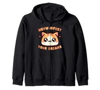 Cute Cat Meow-nifest Your Dreams Kawaii Feline Zip Hoodie
