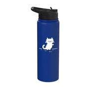 Cute Cat Minimal Pixel Art Nostalgic Retro 8-bit Gamer Stainless Steel Insulated Water Bottle
