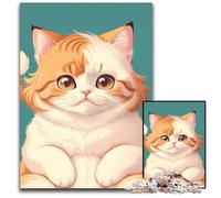 Cute Cat Minimalism StyleJigsaws 1000 Pieces for Adults Wooden Jigsaw Puzzles for Adults Ideal for Family Fun Relaxation 1000 PCS(75x50cm)