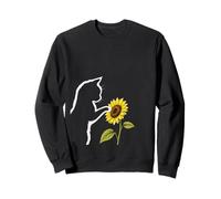 Cute Cat Mom Dad Lover Silhouette Sun-Flower Floral Outfit Sweatshirt