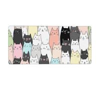 Cute Cat Mouse Mat Cartoon Kitten Gaming Mouse Pad with Stitched Edges Non-Slip Large Desk Mat for PC Laptop Office Home Gamer 900x400x3mm Keyboard Mousepad