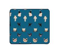 Cute Cat Mouse Mat, Funny Animal Mousemat for Games, Rubber Antislip Mouse Pad, Square for Work, Study (Blue Cat)