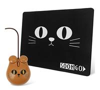 Cute Cat Mouse Pad and Mouse Set for Kids Children Wired USB Optical Mice Fit for Computer,Desktop,Notebook,PC,Laptop,Rubber Non-Slip Rectangle Mouse Pads,Home Office Computer Mouse pad Mat (Brown)
