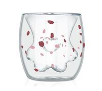 Cute Cat Mugs Cat, Cat Claws Coffee Glass, Cute Cat Paw Cups, Double-Walled Insulated Glasses Cat Mug, for Home Office Birthday Gift Valentine's Day Cat Lovers (Transparent)
