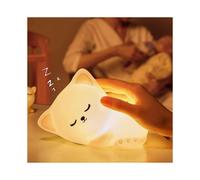 Cute Cat Night Light for Children, 7-Colour Changing Silicone Lamp, Portable Night Light for Babies and Toddlers