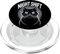 Cute Cat Night Work Emergency Services Shift Worker PopSockets PopGrip for MagSafe