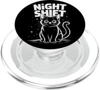 Cute Cat Night Work Emergency Services Shift Worker PopSockets PopGrip for MagSafe