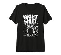 Cute Cat Night Work Emergency Services Shift Worker Premium T-Shirt
