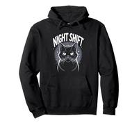 Cute Cat Night Work Emergency Services Shift Worker Pullover Hoodie