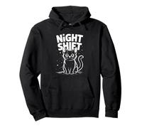 Cute Cat Night Work Emergency Services Shift Worker Pullover Hoodie