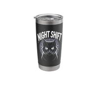 Cute Cat Night Work Emergency Services Shift Worker Stainless Steel Insulated Tumbler