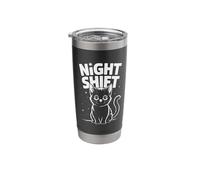 Cute Cat Night Work Emergency Services Shift Worker Stainless Steel Insulated Tumbler