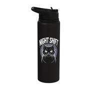Cute Cat Night Work Emergency Services Shift Worker Stainless Steel Insulated Water Bottle