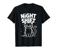 Cute Cat Night Work Emergency Services Shift Worker T-Shirt