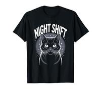 Cute Cat Night Work Emergency Services Shift Worker T-Shirt