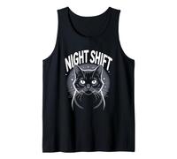 Cute Cat Night Work Emergency Services Shift Worker Tank Top