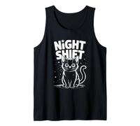 Cute Cat Night Work Emergency Services Shift Worker Tank Top