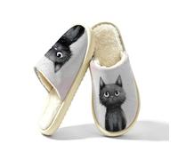 Cute Cat On A Rainy Day Slippers for Women Men, Memory Foam House Shoes S