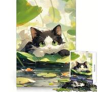 Cute Cat on The River Jigsaw Puzzles 1000 Piece for Teenagers Cognitive Skill Clear Color Fun Challenge Home Accent (38x26cm)