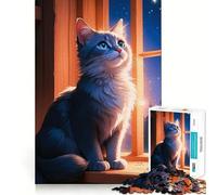 Cute Cat on The Window Puzzles for Teenagers 1000 Pieces Home Play Tension Relief Home Activity Nice Art (38x26cm)