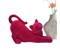 Cute Cat Ornaments Animal Figurines - Cute Stretching Resin Flocked Sculpture | Book Shelf Decor | For Offices Library Bedroom Living Room Desk Outdoor Indoor Reading Animal Lover Meditations