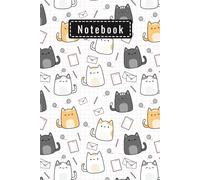 Cute Cat Pattern Notebook: 6x9 Blank Lined Journal for Cat Lovers | Kawaii Cat Gifts, School & Office Use