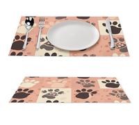 Cute Cat Paw Placemat, 4 PCS PVC Placemats Washable Non-Slip Place Mats for Dining Table, Wipeable Table Mat for Party Kitchen Dining Decor